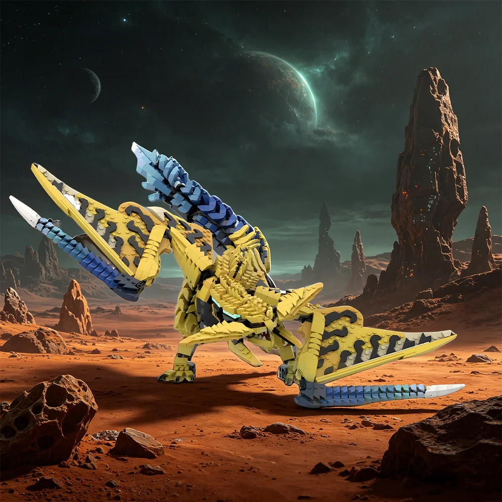 Фото Конструктор MOC Hunter Game Rey Dau: Боевой Дракон, Модель Монстра, Декор для Дома, Кирпичики, Игрушка, Подарок для Взрослых №2