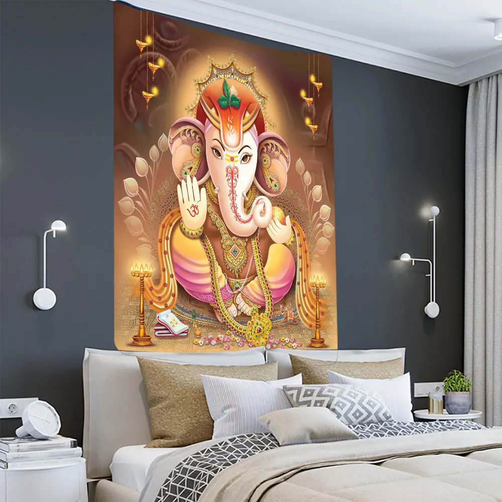 Настенный Гобелен 95x73 см Индийский Бог слон тайская религия Шива Ганеша Парвати