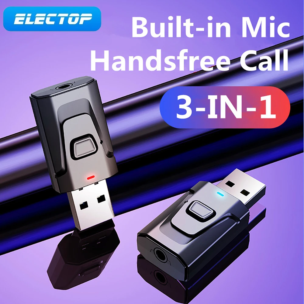 ELECTOP 3 в 1 USB Bluetooth 5 0 передатчик приемник Mic адаптер EDR ключ мм AUX для ТВ ПК наушников |