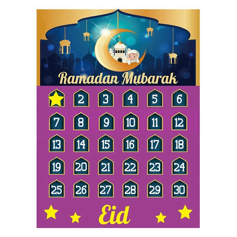 

Eid Mubarak DIY фетровый календарь обратный отсчет фотография для дома исламский мусульманский декор для вечеринки Рамадан кареем ИД