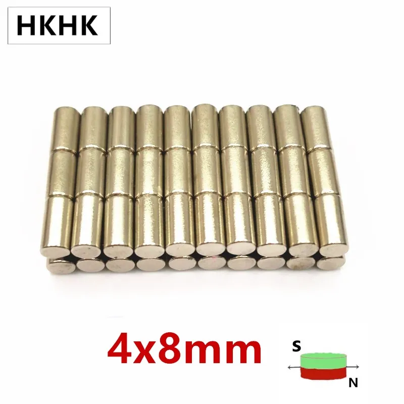 

100 шт., небольшие круглые неодимовые магниты, 4 х8 мм, диаметр N42