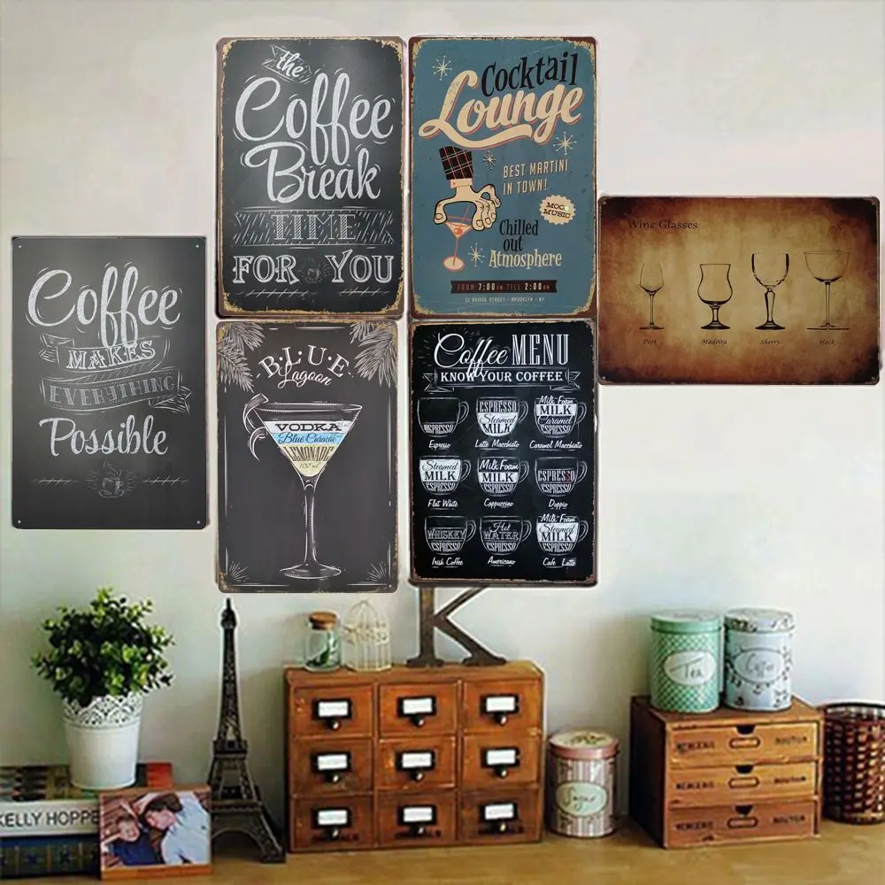 Прямоугольный рекламный постер для напитков домашний декор Панель меню бара