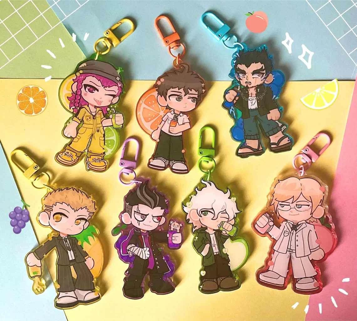 Фото Красочные акриловые брелоки на тему газировки Danganronpa: коллекционные аниме-шармы SDR2 DR2 для фанатов №3