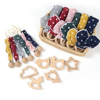 4pcsset cotton baby bibs set pacifier chain bunny ear wooden ring teether toy newborn saliva towel pacifier clips set baby gift