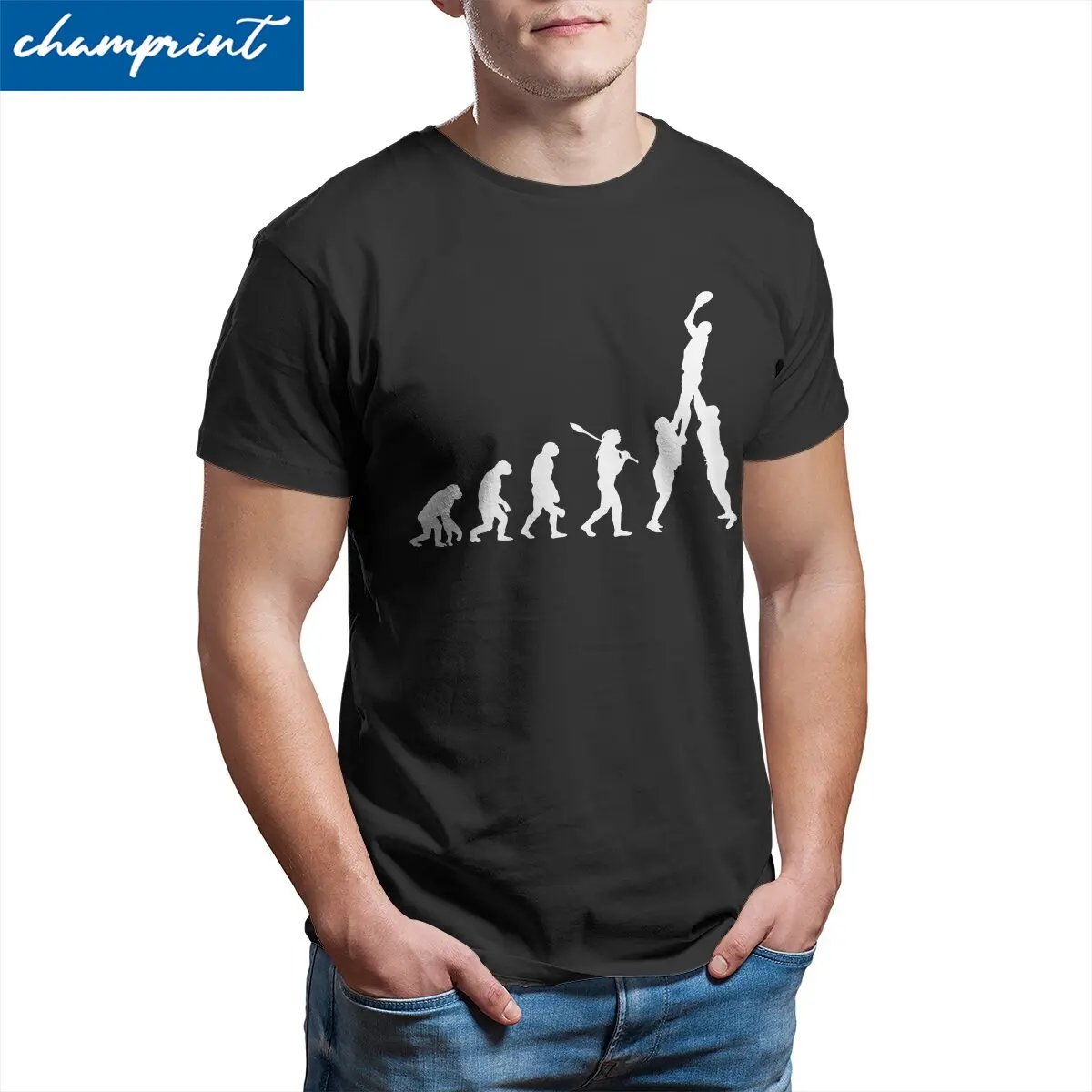 

Men's T-Shirts Rugby Evolution Hipster Pure Cotton Tee Shirt Short Sleeve T Shirt Crewneck Clothes Birthday Gift