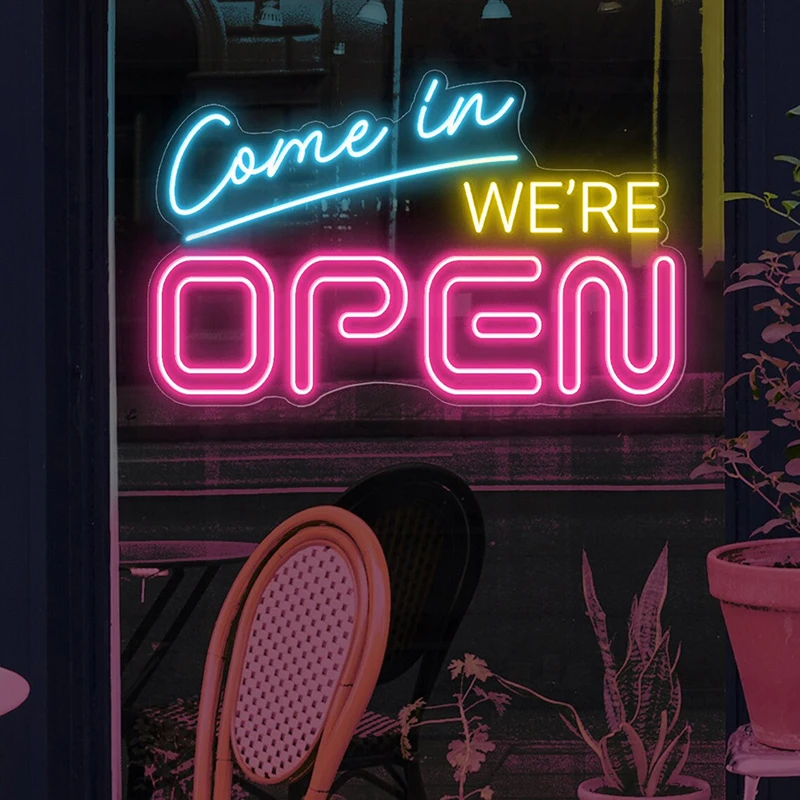 

Come in We're Open Neon Sign Open Light Up Business Signs for Cafe Bar Door Decor Restaurant Shop Decoration Custom Neon Lights