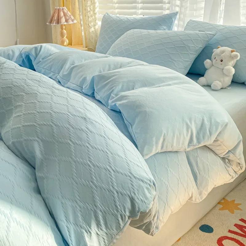 

Комплект постельного белья в Корейском стиле, комплект из четырех предметов, двухсторонняя простыня, наволочка, пуховое пододеяльник, двойная кровать, полный размер, очень большой размер