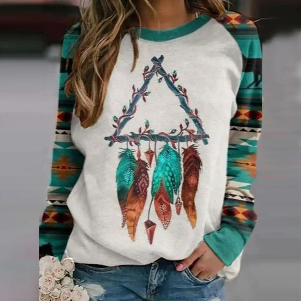 

Pullover Top Comfortable Sweatshirt Thermal Long Sleeve Loose Round Sweatshirt