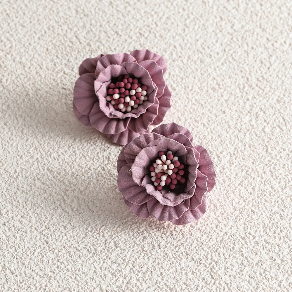 

2022 Trendy Boho Flower Stud Earrings For Women Girls Hand Craft New Style Multi-layers Charming Ear Jewelry