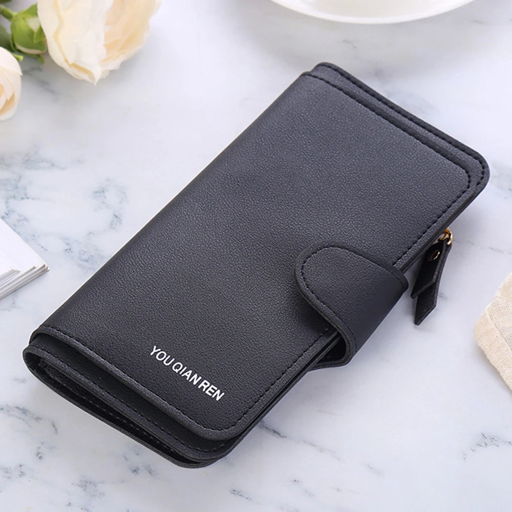 

Solid Leather Long Women Wallet Fashion Money Coin Bag Lady Phone Card Holder Purse