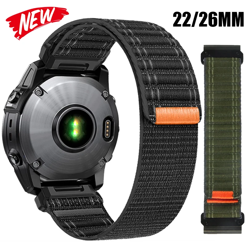 QuickFit нейлоновый ремешок для часов Garmin Fenix 8 E 7 7X 6 6X 5X Plus/Epix Pro Gen 2 47 мм 51 мм/TACTIX 26 22