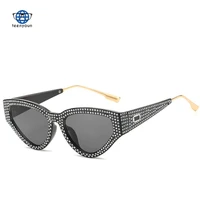 teenyoun eyewear new cat eye sunglasses luxury brand stars the same imitation diamond set sun glasses punk glasses