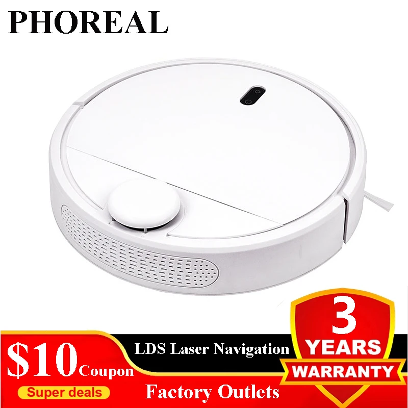 

Умный робот-пылесос Phoreal, робот-пылесос с управлением через приложение для влажной и сухой уборки, лазерная навигация, чистка пола ковра, Емк...
