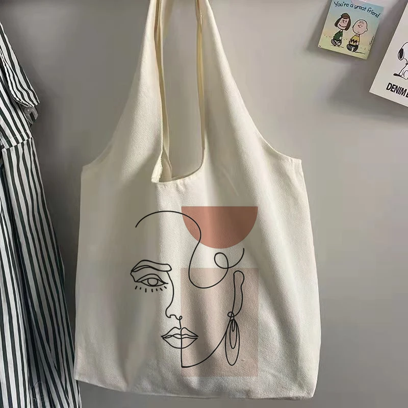 

Vintage print Aesthetic canvas bag casual big capacity teenage school bag casual Tote new women shoulder bag ins female handbag