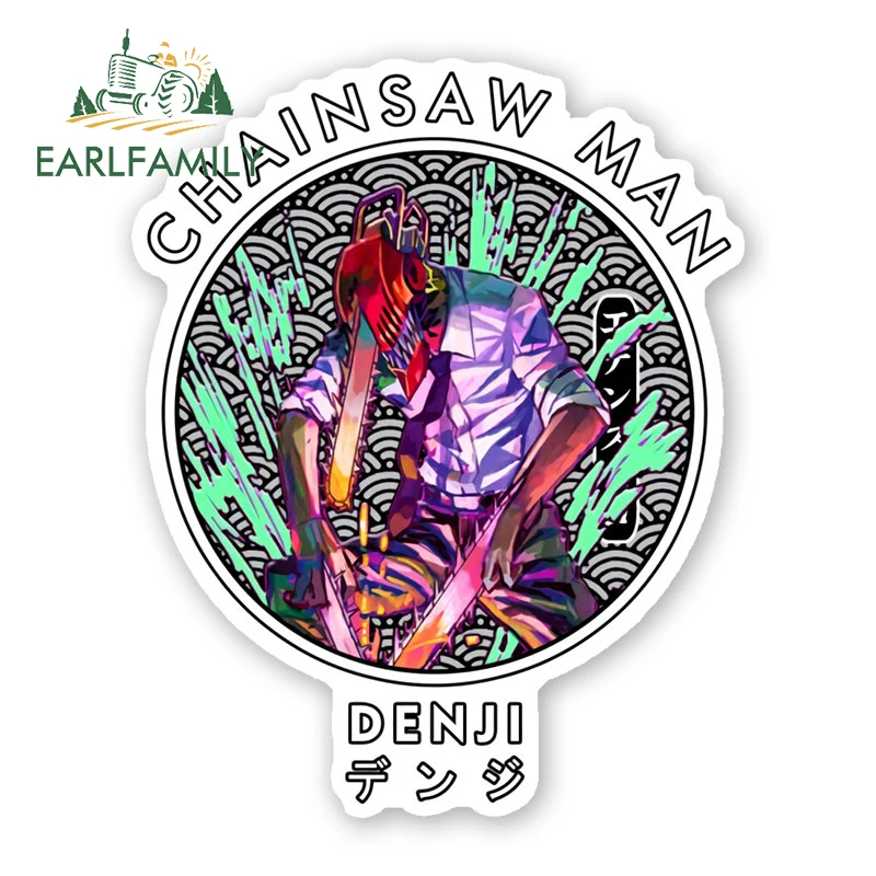 EARLFAMILY 13cm x 10.5cm Japan Anime Chainsaw Man Decal Cartoon Denji Bloody Battle Car Sticker Vinyl JDM Window Laptop Stickers - купить по