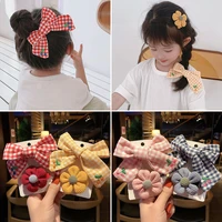 2pcs childrens flower bow hairpin duckbill clip little girl hair clips side clip girl exquisite embroidered hair accessories