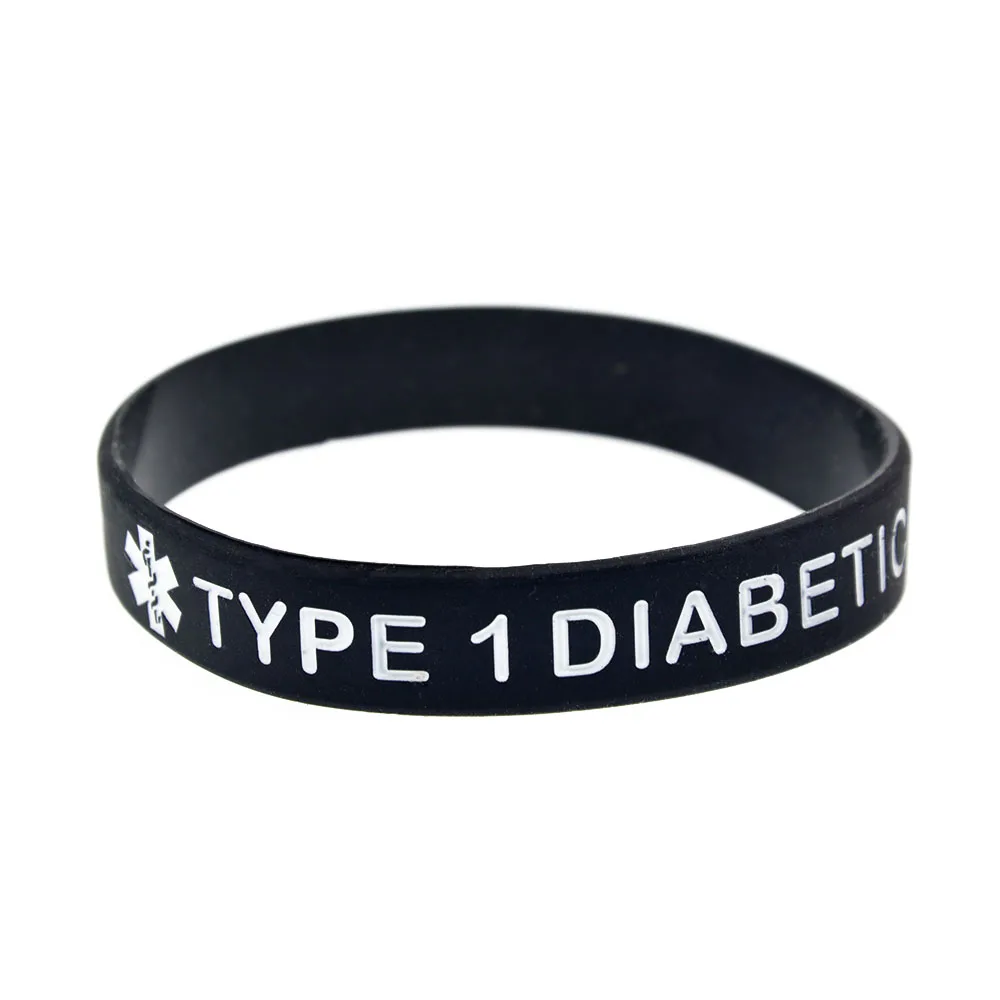 

50PCS TYPE 1 DIABETIC INSULIN DEPENDENT Silicone Bracelet Capital Letter 6 Colors