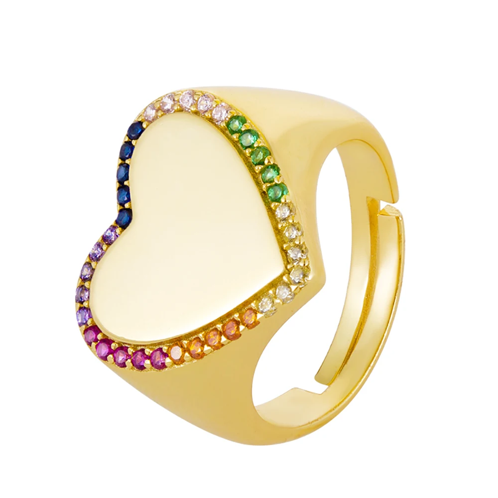 

Женское регулируемое кольцо с фианитом, разноцветное регулируемое кольцо с круглым кубическим цирконием, открытые циркониевые кольца с золотым покрытием из латуни
