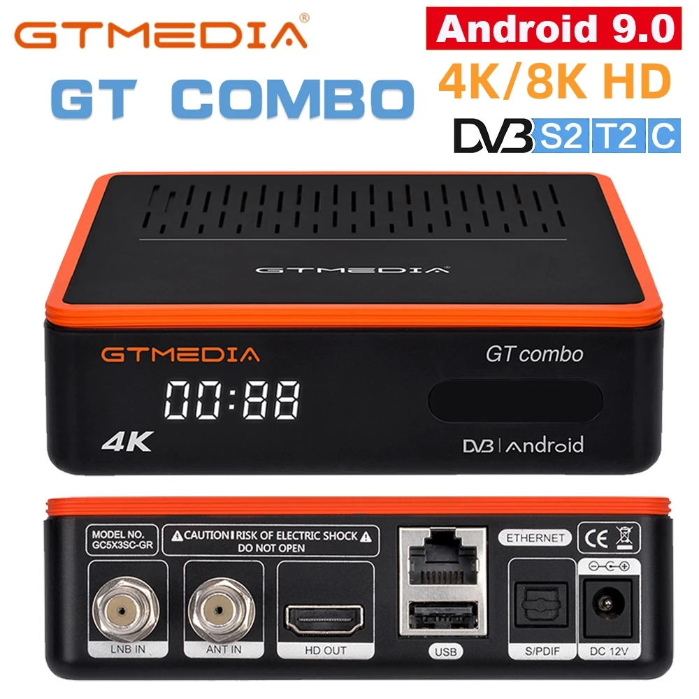 ТВ-приставка GTMEDIA GT COMBO Android 9 0 с фотографией S2 S2X DVB + T/T2/C приставка спутниковый