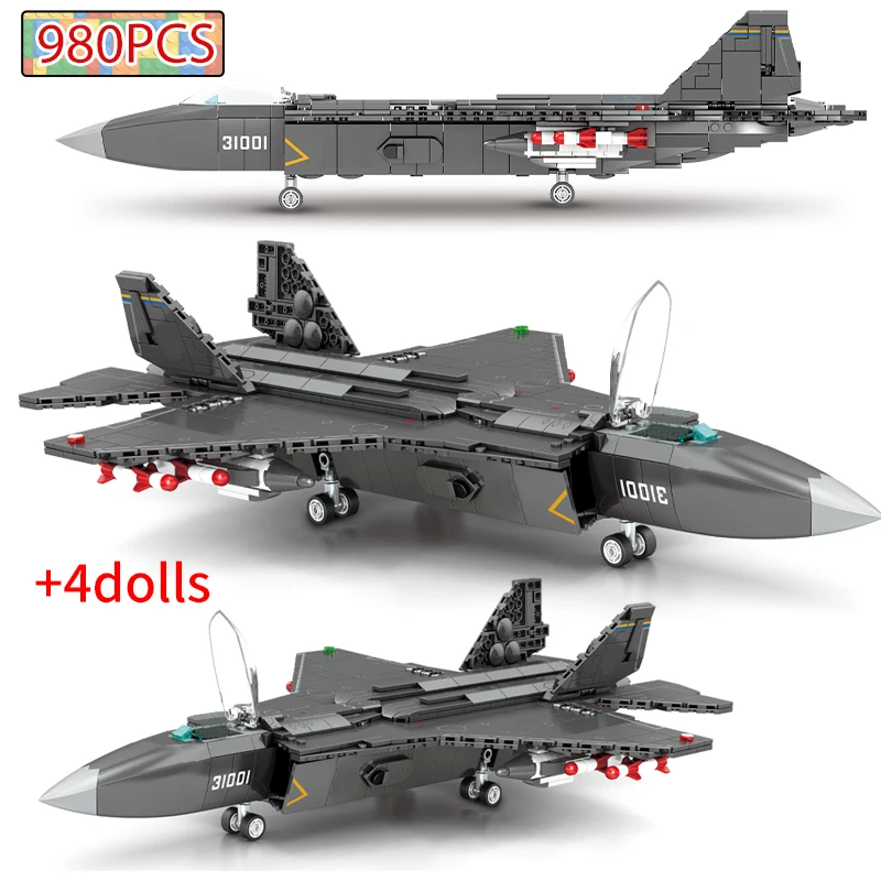 

City Technical Police WW2 Military Airplane Fighter Building Blocks Weapon Aircraft Helicopter Bricks Toys for Children Gifts