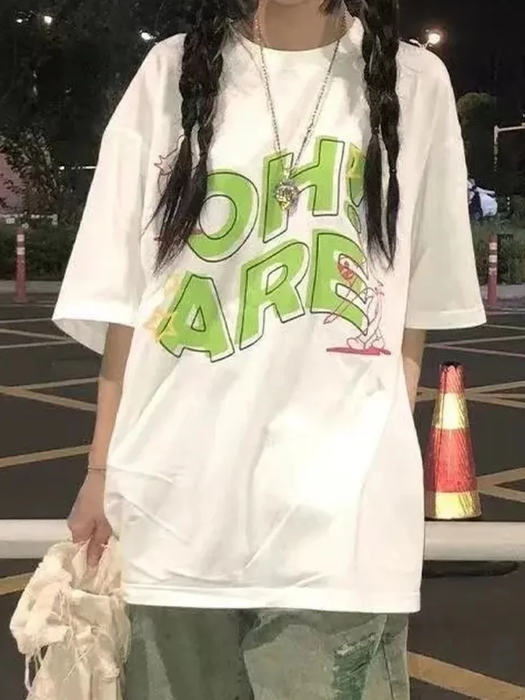 

Harajuku Letter Print T Shirts Women Korean Fashion Short Sleeve Tshirt Tees White Tops 2022 Summer Kpop Clothes Female