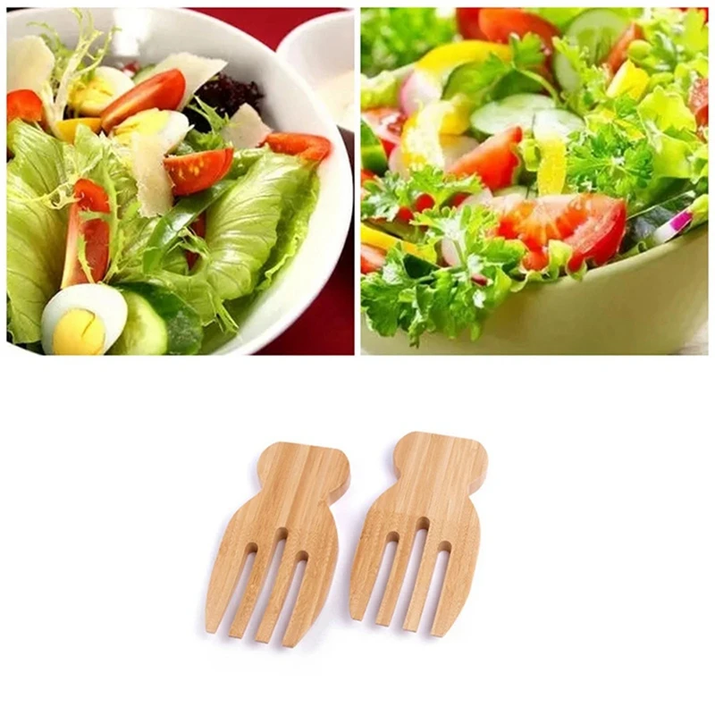 Bamboo Salad Hands Natural Rice Spoon Non-Stick Soup Unpainted Wooden Stirring Fork Utensils Durable