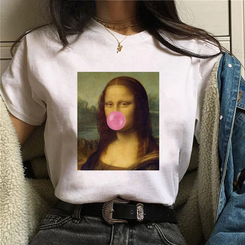 Женская футболка в стиле Харадзюку с принтом Моны Лизы