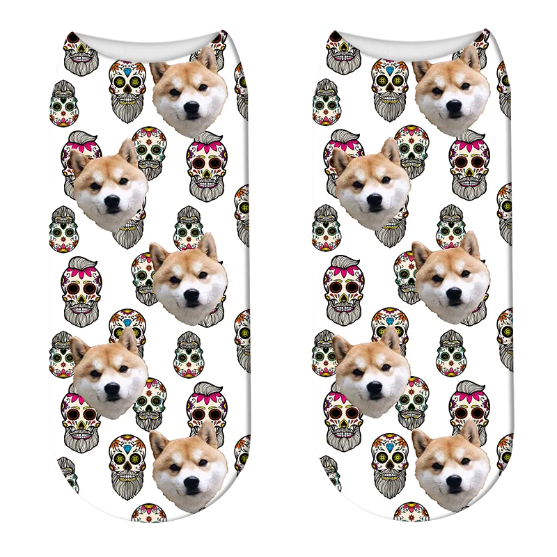 Custom Skull Socks with Faces Funny Printed Photo Pet Socks Personalized Picture Punk Crew Socks Unisex Gift for Men Women