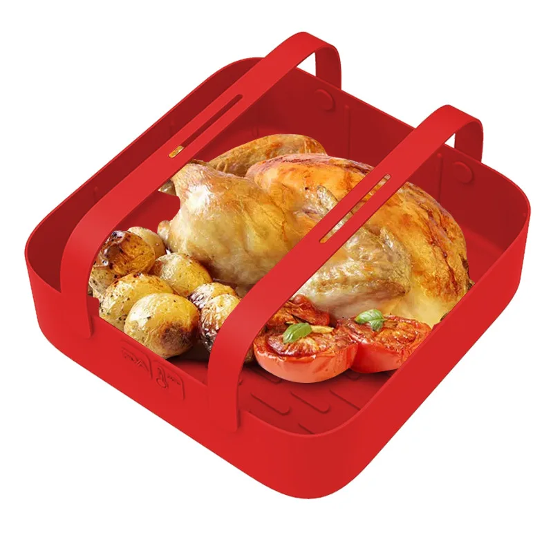 

7inch/18cm Air Fryers Oven Baking Tray Fried Chicken Basket for 3.6L-9L AirFryer Silicone Pot BPA-free FDA Grill Pan Accessories