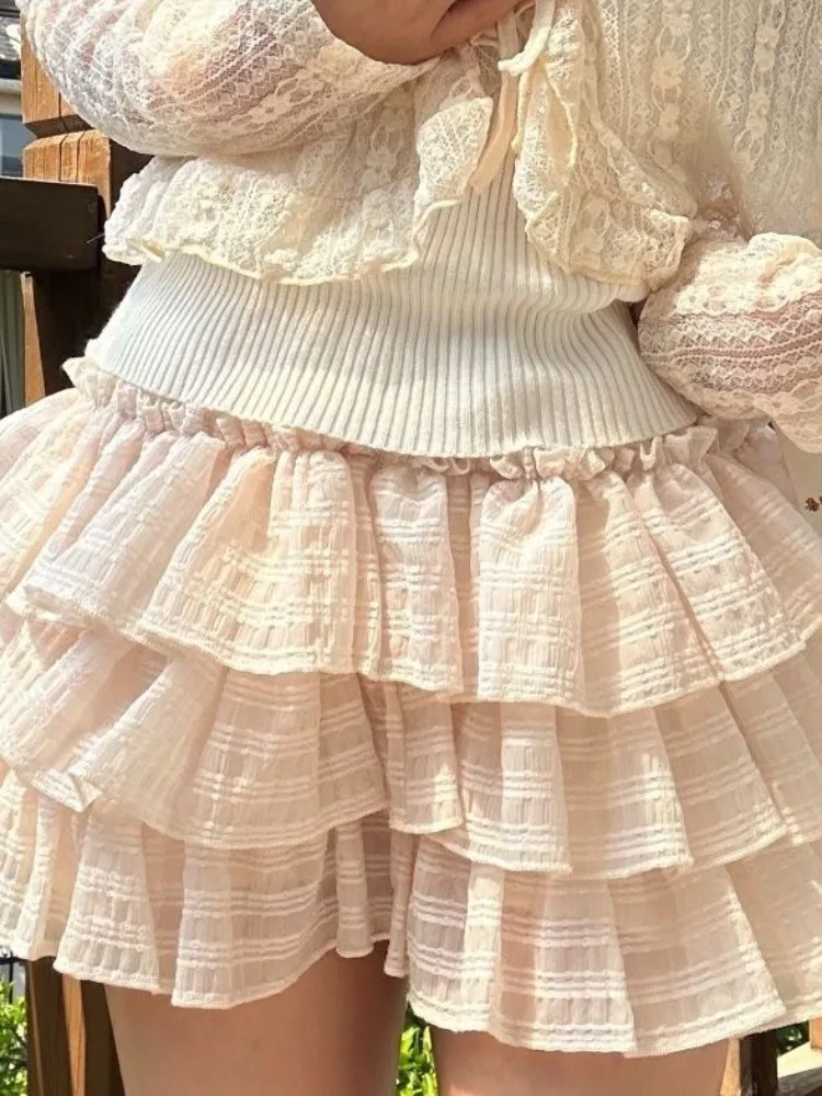

ADAgirl Kawaii Ballet Midi Skirt Sweet Tulle Tierred Cake Skirts for Women Japanese Y2k Cutecore High Wasit Lolita Skirt Summer