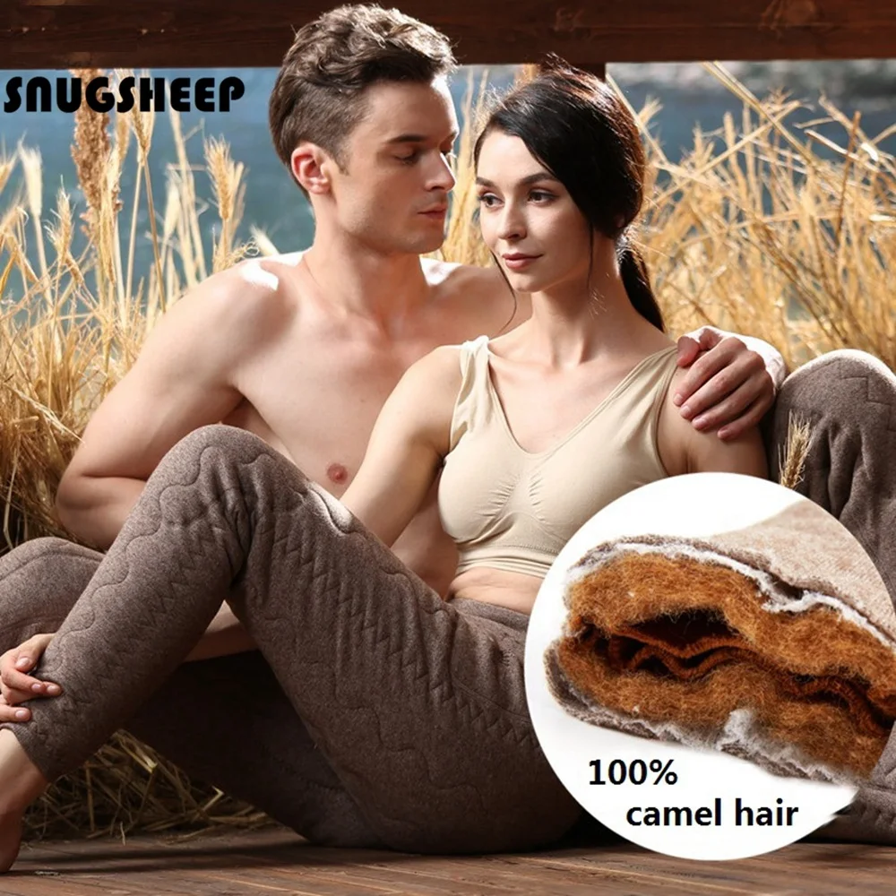 

camel hair 5 layers winter men underwear thermal leggings mens clothing thermo women clothes man merino warm thick couple pants