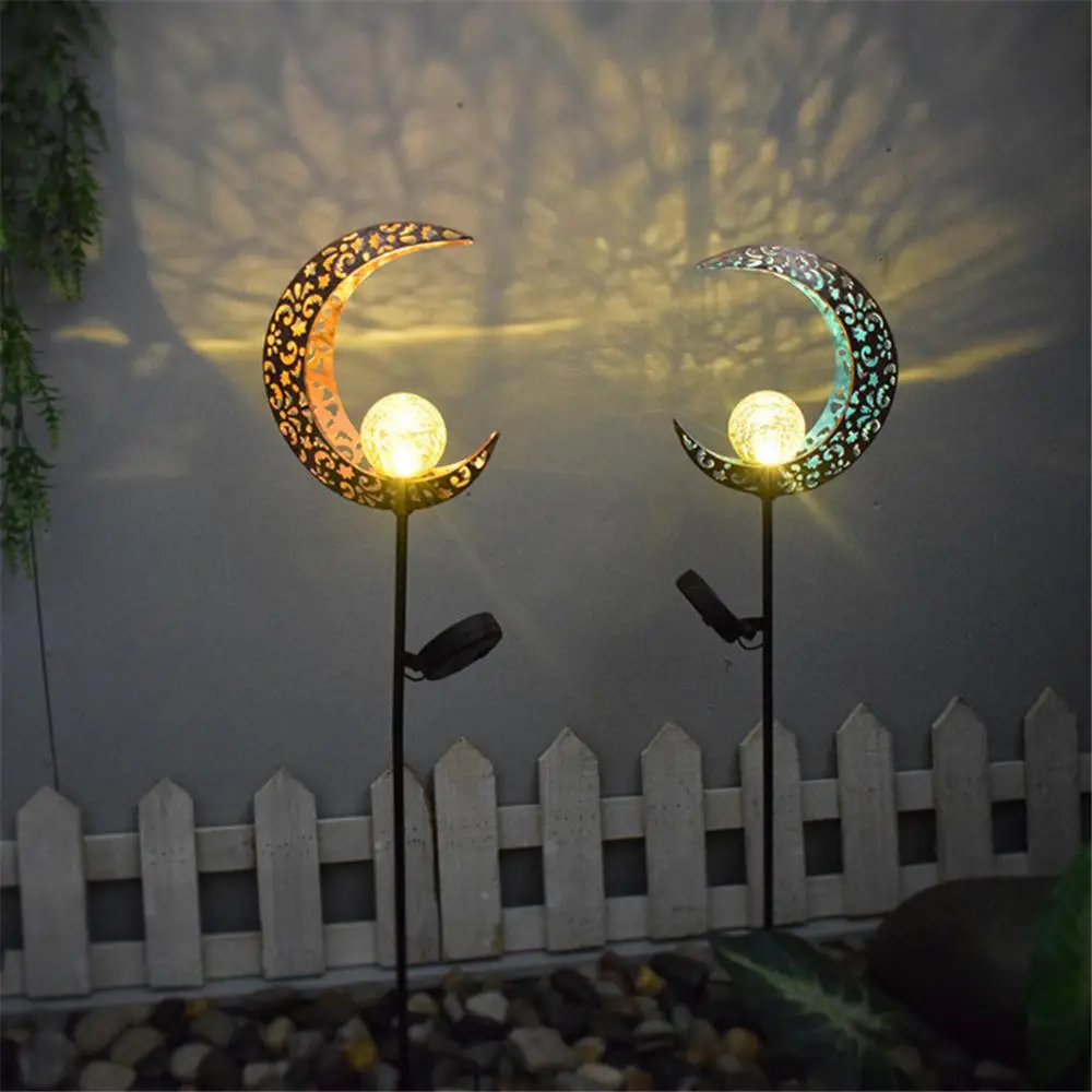 

Retro Solar Lawn Lamp Moon Sun Flame Hollow Lamp Courtyard Garden Landscape Iron Wrought Ground Plug Projection Lamp Lighting