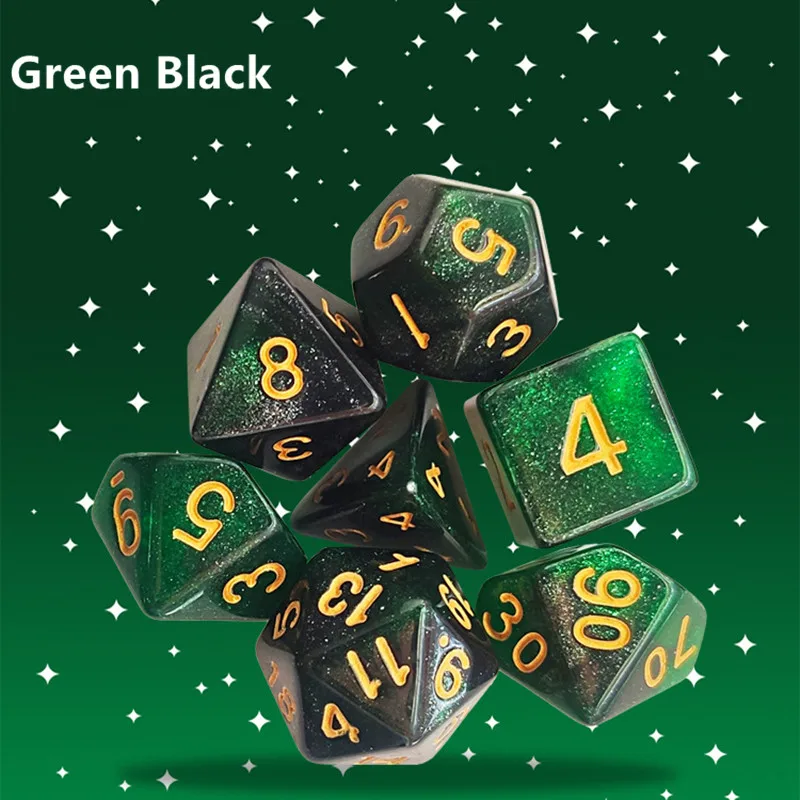 7 шт./компл. многогранные игральные кости двухцветные золотые цифры D4 D6 D8 D10 D12 D20