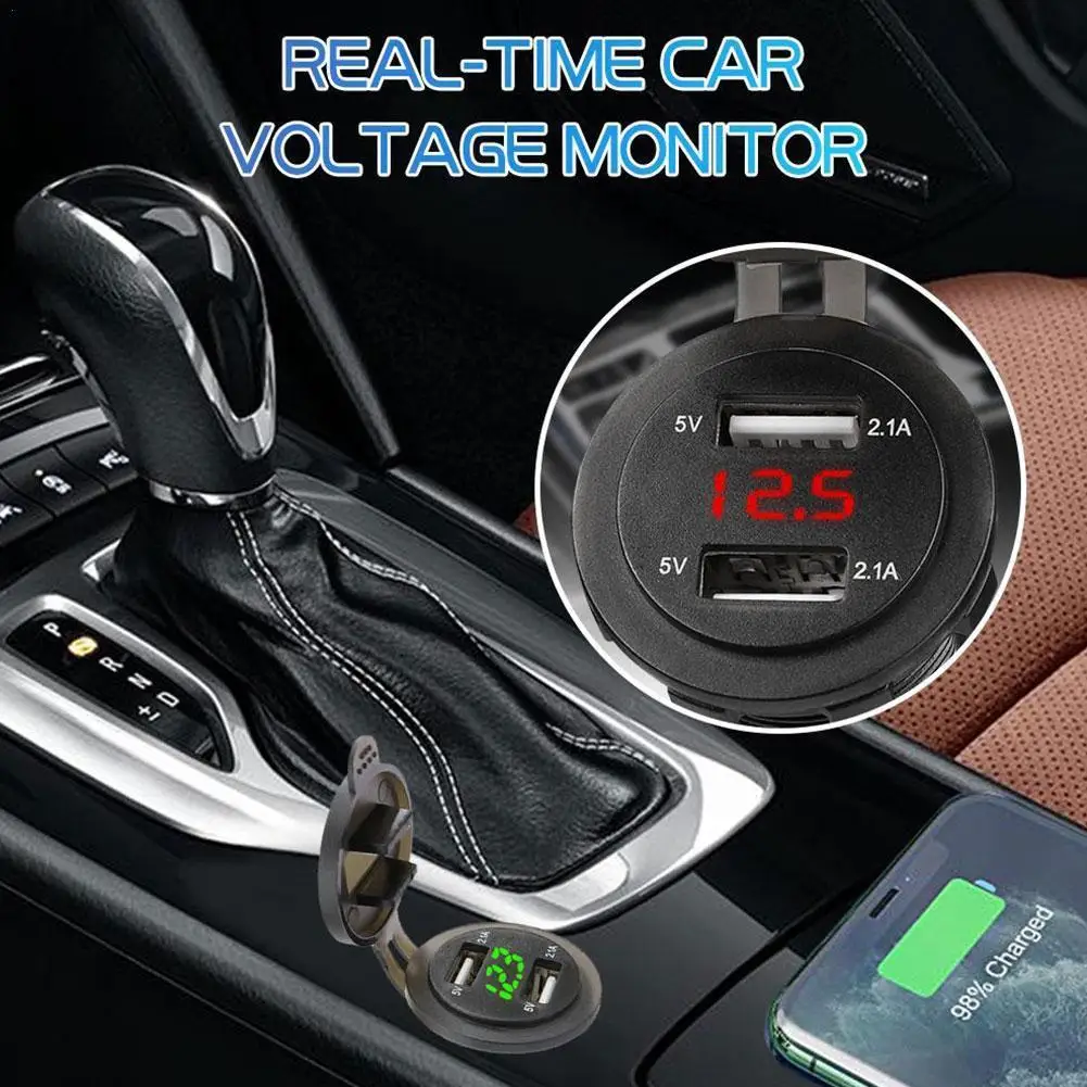 

12V Car Charger Socket Dual USB Outlet Cigarette Lighter Adapter Socket Splitter For Car Boat Marine RV Motorcycle 3 Color M2E8