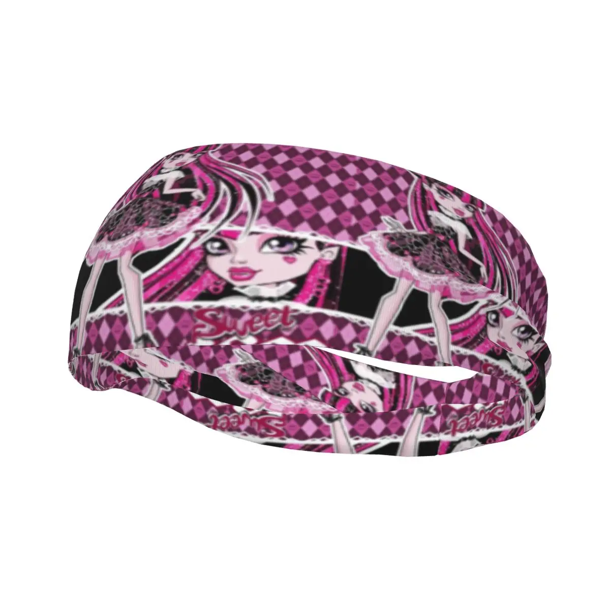 

Draculaura Monster High Sport Safety Sweatband Elastic Sweat Headband Gym Fitness Head Sweat Bandage Headwrap Hairband