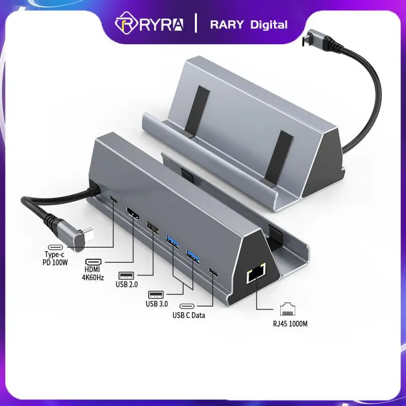 

RYRA USB C HUB 4K 60Hz Type C To HDMI RJ45 PD 100W Adapter For Macbook Air Pro IPad Pro M2 M1 PC Accessories USB 3.0 2.0 Adapter
