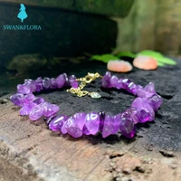 natural amethyst bracelet purple stone irregular jewelry wholesale design handmade gem beads healing women jewelry gifts