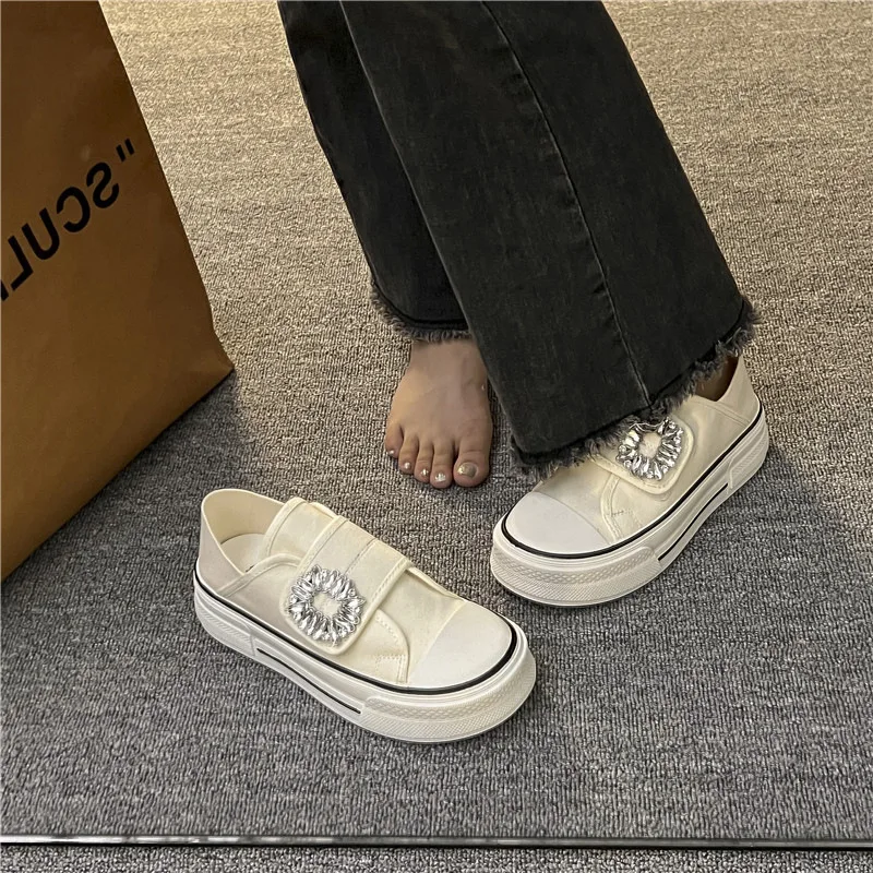 Универсальная Женская парусиновая обувь Студенческая на толстой подошве