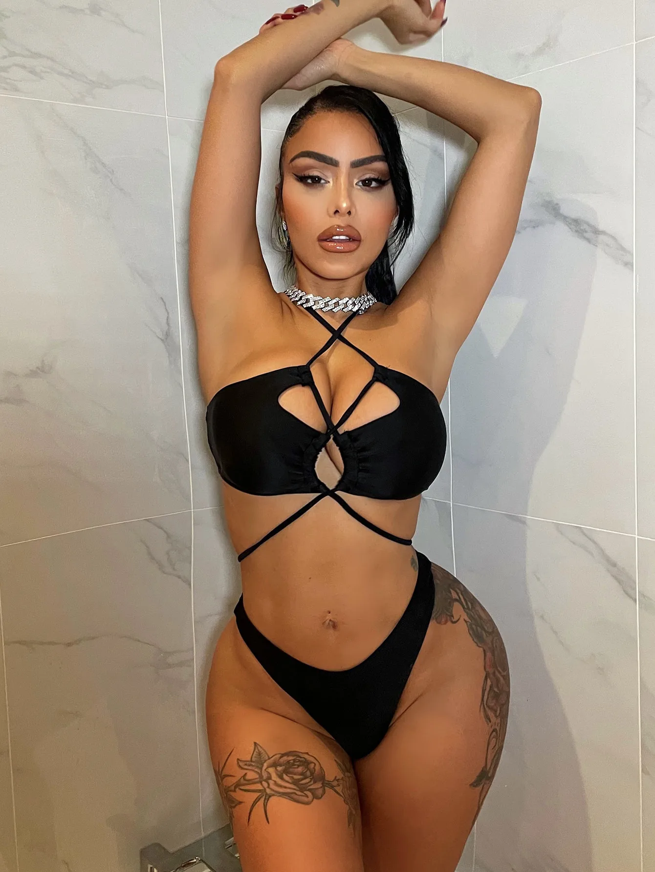 

2022 Bikini Black Sexy Women's Split Swimsuit Triangular Lace Up Biquini Brazilian Bikini Push Up Bathing Suit