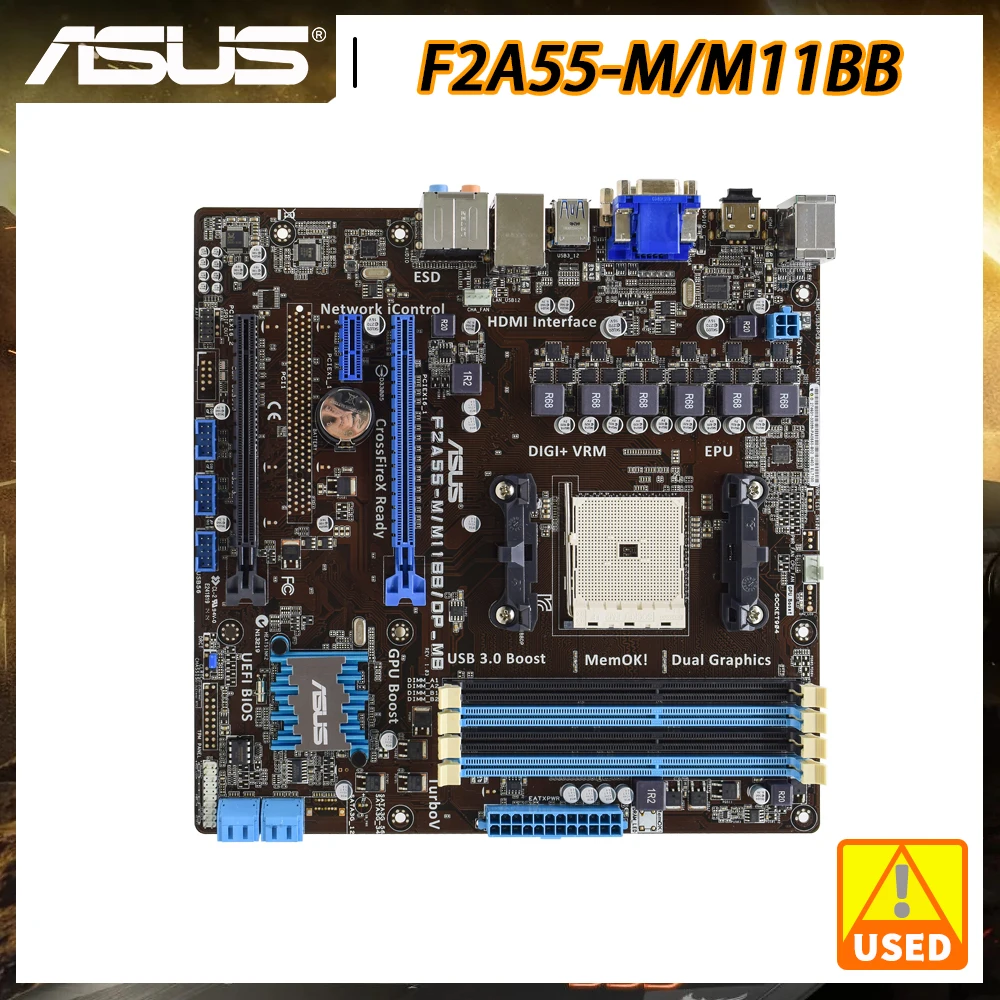 

ASUS F2A55-M/M11BB Motherboard DDR3 Motherboard FM2 AMD AMD A55 A55M SATA3 USB3.0 PCI-E X16 Support A10/A8/A6/Athlon Cpus