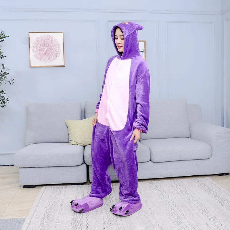 Unisex Fleece Onesie Plush One Piece Pajamas Set Kigurumi Animal Onesie Cartoon Christmas Halloween Cosplay Onepiece Cat Costume