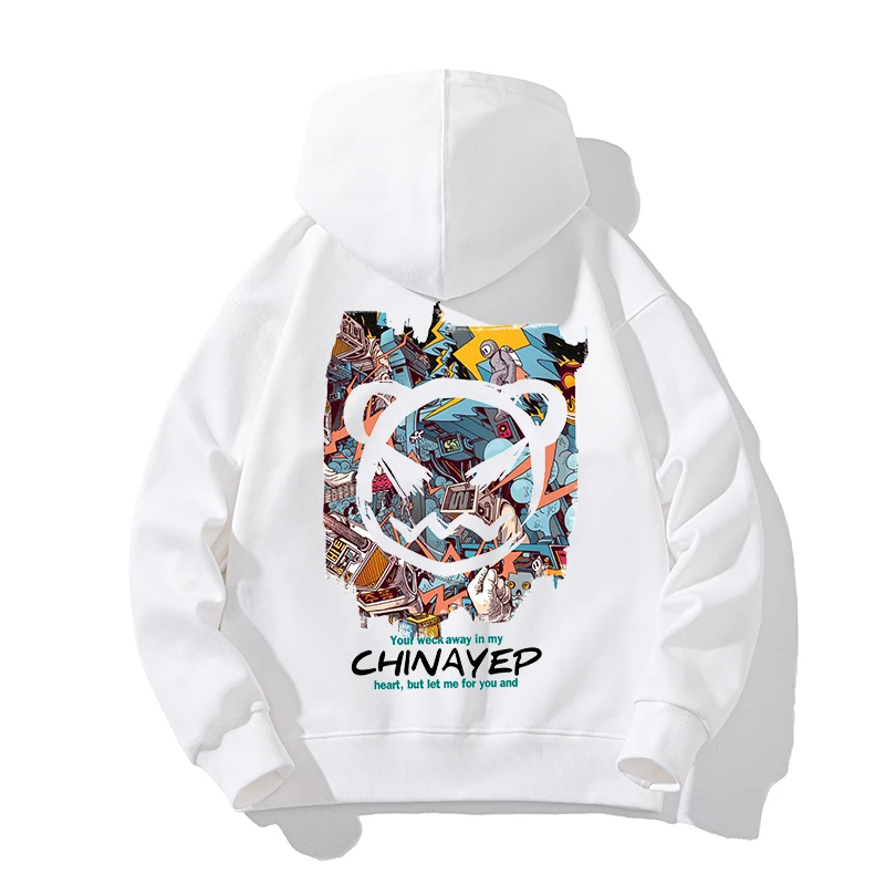 

Ueteey 2023 New Trend Spring Autumn High Street Front Pockets Men Hoodies Pullover Bear Hip Hop Loose Pullover Male Sweater