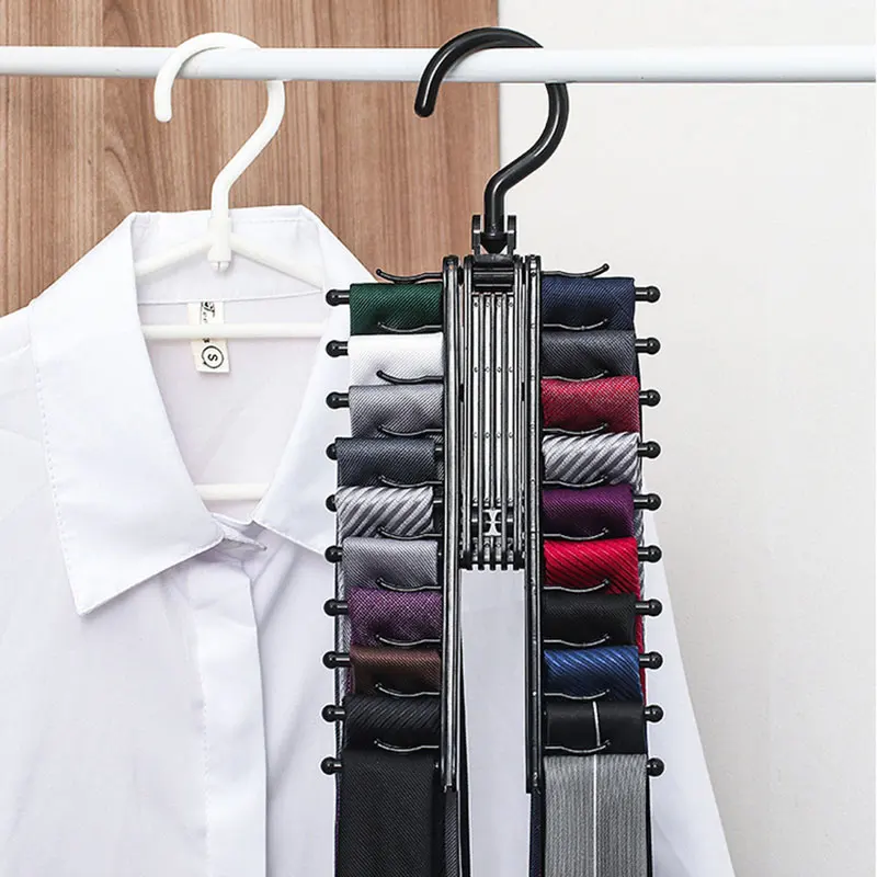 

Adjustable 360 Degree Rotating 20 Rows Tie Rack Top Quality Belt Scarf Neckties Hanger Holder Multifunctional Closet Organizer