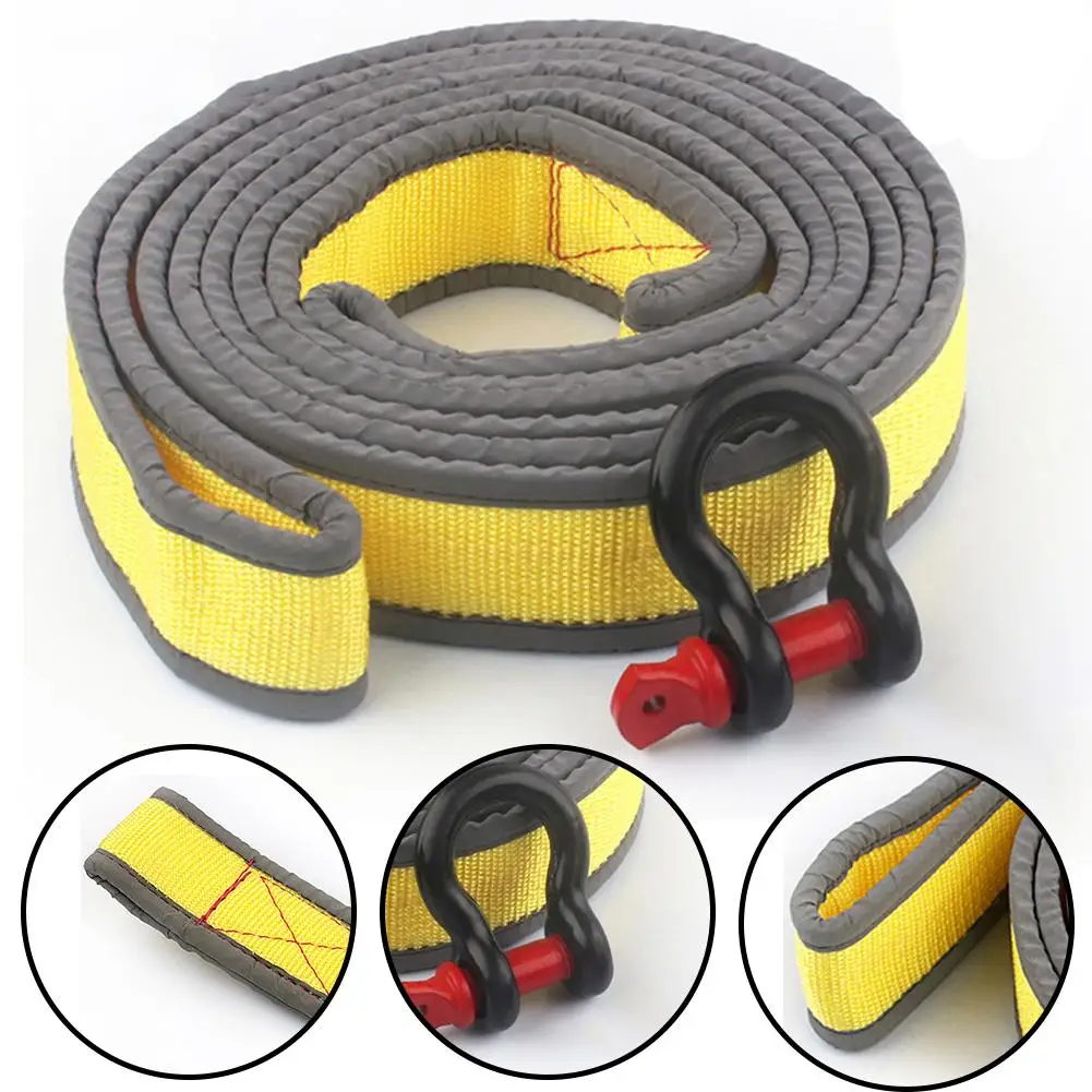

Car Tow Strap Thickened Traction Rescue Rope Belt With Hook Load Capacity 8 Tons For Trailer Off-road Vehicle