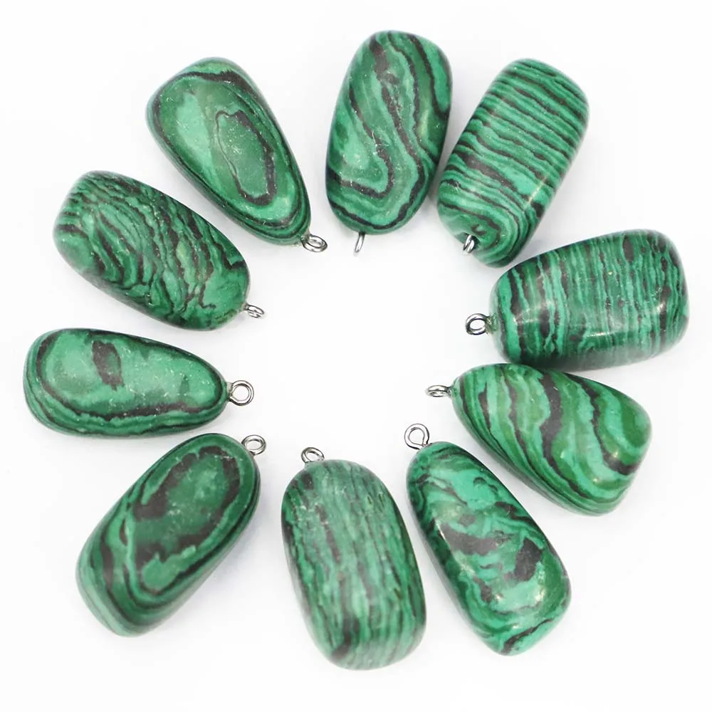 

Natural Stone Malachite Irregular Shape Ore To Cure Pendant Reiki Charms Diy Necklace Jewelry Making Accessories Wholesale 12Pcs