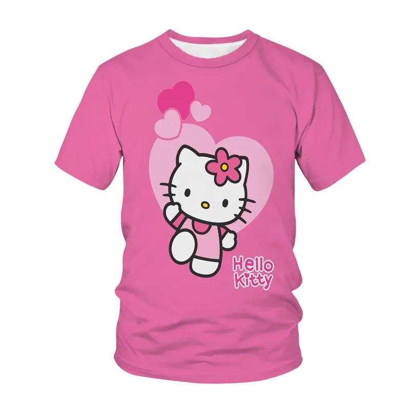 

New Animation Theme Cute Kitten 2022 Animation 3D Digital Printing Adult Children's Men's and Women's Short Sleeved T-shirt