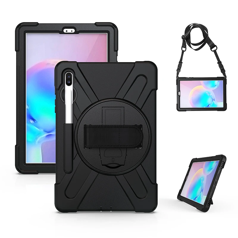 

Heavy Duty Shockproof Case For Samsung Galaxy Tab S6 10.5" SM-T860 SM-T865 Tablet Kickstand Silicon Cover With Shoulder Straps