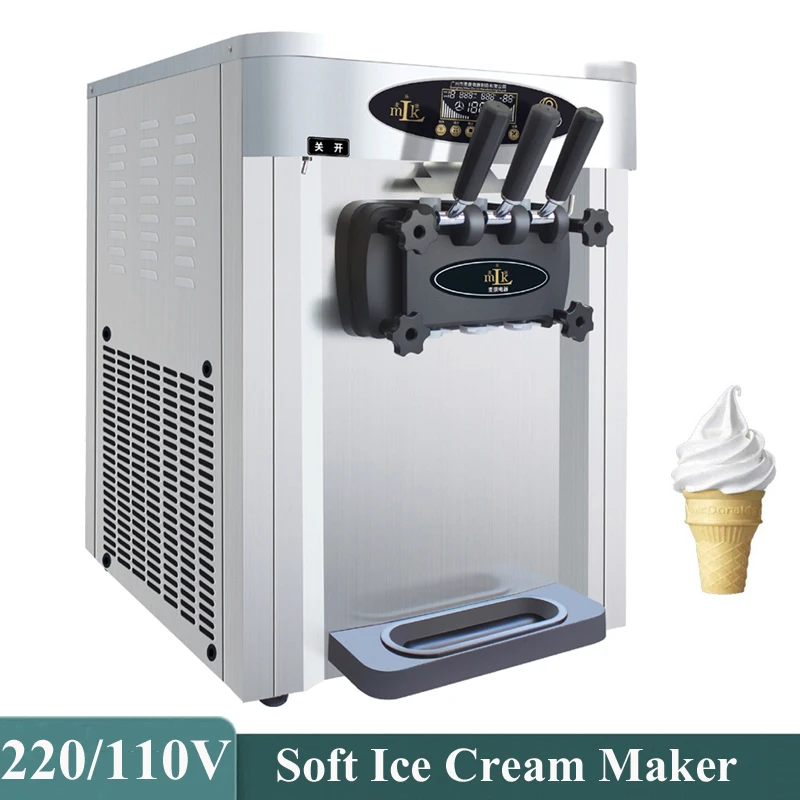 

Desktop Soft Serve Ice Cream Machine 3 Flavors Sweet Cone Ice Cream Makers Commercial Freezing Equipment Vending Machine
