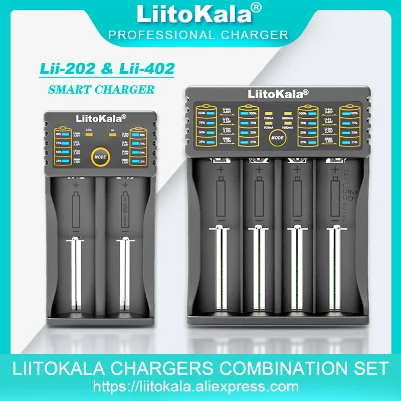 Зарядное устройство Liitokala Lii-202 Lii-402 1 2 В 3 7 18650