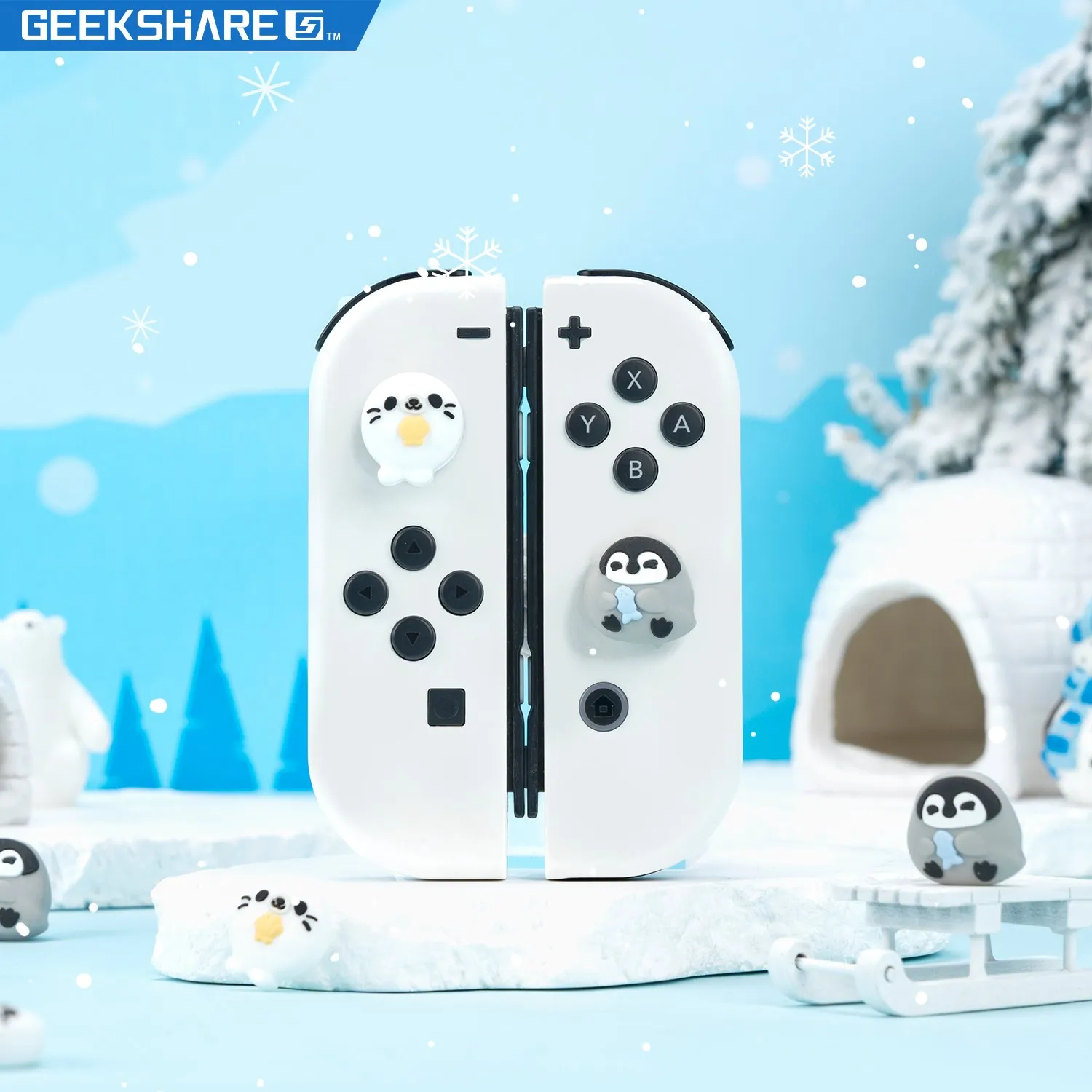 

GeekShare Soft Penguin Seals Thumb Stick Grip Cap Joystick Protective Cover For Nintendo Switch NS Lite Joy-con Controller Thumb